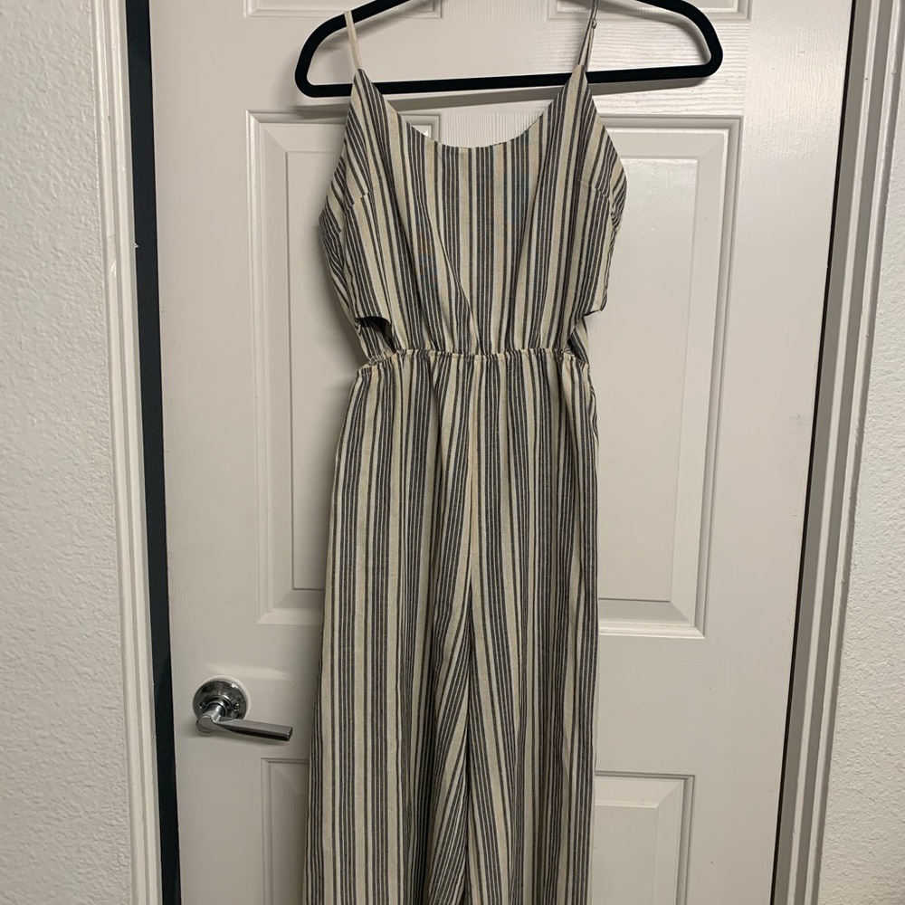 Linen striped jumpsuit